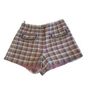 Veronica Beard Inara Plaid Cotton Tweed Shorts Women’s Size 4